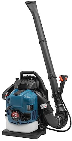 Petrol Backpack Leaf Blower 75.6cc Gas leaf blower 4-Stroke Powerful Air Cooled Engine 1.9L Blue Fuel Tank Powerful Wind Force Ergonomic Design Snow for Lawn Care Road Cleaning, 2.6kw/7000r/min