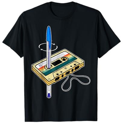 Cinta Cassette Vintage Y Bolígrafo Friki Divertido Años 80 Camiseta