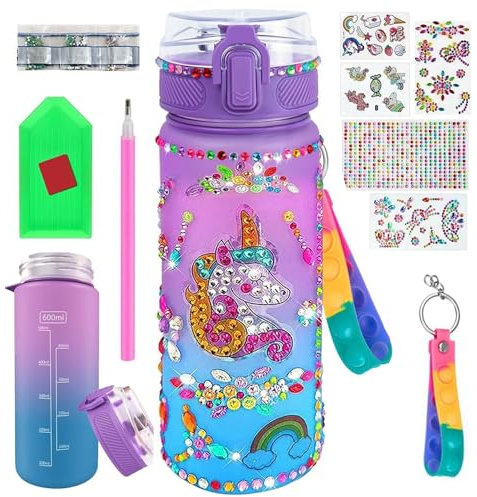 Gourde Personnalisable Licorne pour Enfant | Kit Complet avec Accessoires, Stickers | 60 cl sans BPA | Diamond Painting, Activité Ludique Fille Garçon | Cadeau Anniversaire, Noel | OriginalCorner®