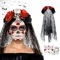 Hyran Serre Tete Halloween, Voile Noir Halloween, Serre Tete dia de los Muertos Femme, Couronne Halloween, Gothique Costume Voile, Serre Tete Halloween Femme