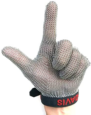 Schnittschutzhandschuhe, schnittfeste Handschuhe für Schneider, Sicherheitshandschuhe zum Zuschneiden von Kleidungsstücken, Kettenhandschuhe aus Edelstahl, weich und rutschfest (Größe: 1er-Pack/X