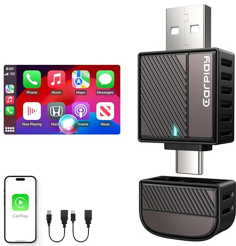 cuarko Wireless CarPlay Adapter, | for Wired CarPlay Upgrade | Easy Setup Compatible for iPhone 6 above, iOS 10 above, fit for Cars with Bulit-In Wired CarPlay (Years from 2016-2024)