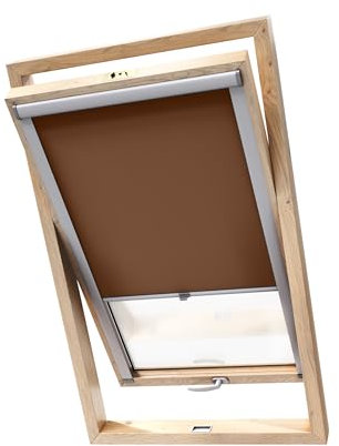 Stylo Verdunkelungsrollo für Dachfenster – für FAKRO-Fenster - 100% Verdunkelung - Aluminium für FAKRO-Fenster – Thermoisolierung – Mechanismus – Sonnenschutz FAKRO 66/118 Braun
