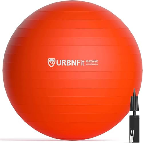 Exercise Ball - Balance Balls for Gym, Yoga, Pregnancy and Stability - Anti-Burst Swiss Ball w/Quick Pump - Fitness Accessories (Red, 65cm)
