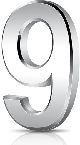 3 Inches Door Numbers Silver Self Adhesive 3D Mailbox Number Waterproof House Door Numbers Street Number Stickers for House Mailbox Apartment Hotel Courtyard Cafe (9)