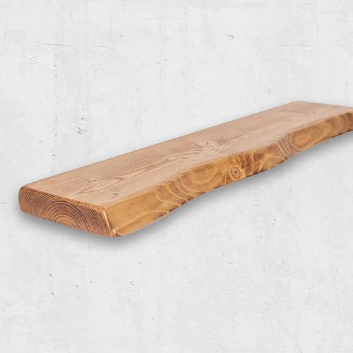 Chill House Live Edge Rustic Floating Shelf 6x1.5 inches, 170cm long - Teak Finish Reclaimed Wood Floating Shelves for Wall Decor, Rustic Wooden Shelves for Bedroom, Living Room, Kitchen, or Bathroom