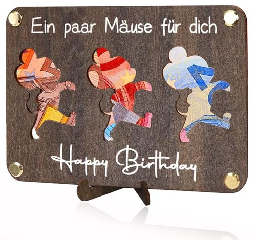 ZABARE Geldgeschenke Geburtstag,Geldgeschenke Verpackung aus Holz,Geburtstagskarte Geldgeschenk Verpackung,Personalisierte Geldkarte Geburtstag - Happy Birthday, Geburtstagskarte für Freunde Familie