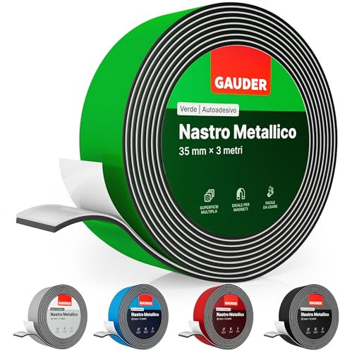 GAUDER Metallband selbstklebend grün I Magnethaftband ideal für Tonies®-Figuren & -Regale I Magnetband für Magnete | Ferroband I Eisenband (3 m)