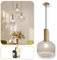 Lumeo creative | Suspension verre fumé Cristali | Lustre vintage pour salle à manger, ilot de cuisine, entree | suspension luminaire salon doré | Suspension vintage (Transparent, B - Poignée Tube)