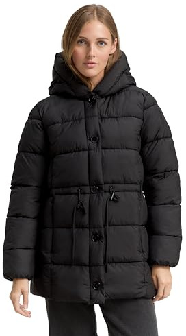TOM TAILOR Denim Damen Puffer-Mantel mit Knopfleiste