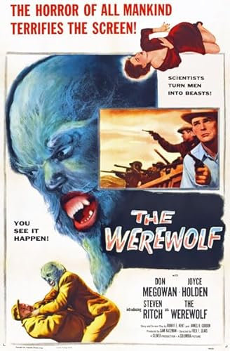 Metal Sign Vintage Classic Horror B Movie Film Tin Plaque - The Werewolf - A4