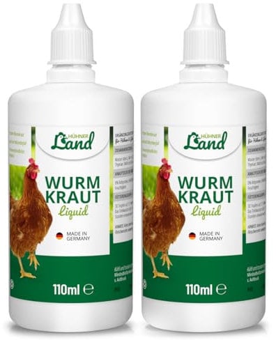 HÜHNER Land Wurmkraut Liquid 2 x 110ml für Hühner & Geflügel, Wurmkur sekundierend für Hühner, natürliche Rezeptur, Wurmmittel sekundierend, kein Anthelminthikum