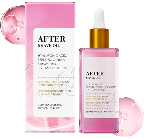 Strawberry Vanilla After Shave Oil,Macht Die Haut Geschmeidig,Truly After Shave Oil,Rasieröl Enthält Hyaluronsäure und Peptide,Verhindert Eingewachsene Haare und Trockenheit,für Alle Hauttypen