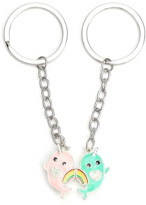 Tranbath Schlüsselanhänger Kleine Delfine 2-Teilig, Personalisiertes Geschenk Für Freundinnen, Guter Freundin, Geburtstag Oma, Mama, Schwester, Kleinigkeit Für Frauen, Schutzengel Für Paare