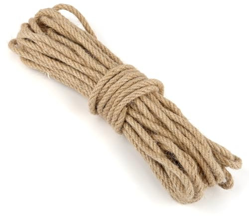 Corda di canapa, 6 mm, 10 m, corda di iuta, corda di iuta naturale, per giardino, artigianato, imballaggi e decorazioni