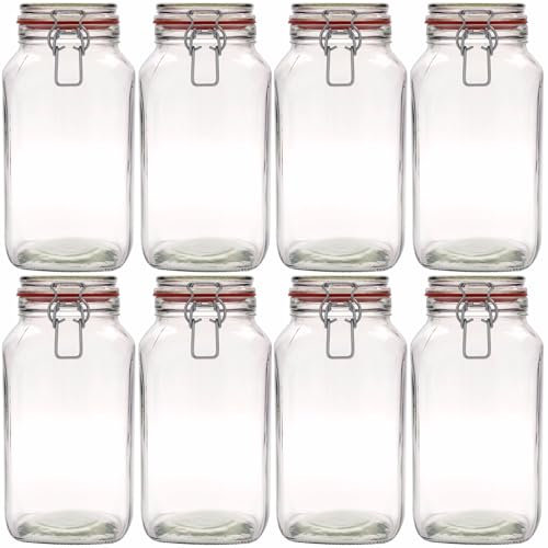 Flaschenland - 9x Drahtbügelgläser 2590ml | luftdichte Vorratsgläser, Einmachgläser | Ideal Aufbewahrung von Lebensmitteln in der Küche | Mehl, Zucker, Kaffee, Nudeln, Reis, Müsli | Made in Germany