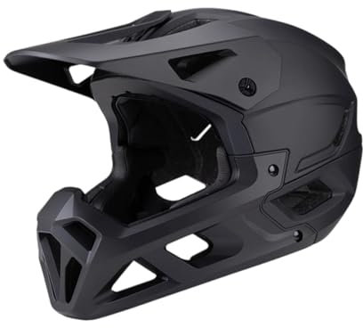 F Fityle Casco da Mountain Bike, Casco da Ciclismo, Leggero e Traspirante, per Uomo e Donna, con mentoniera Rimovibile, per Bici da Montagna da Strada, Nero