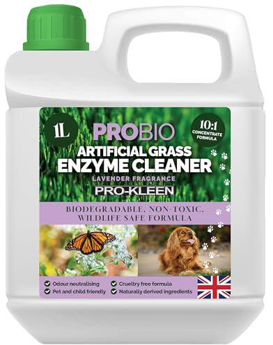 Pro-Kleen ProBio Artificial Grass Cleaner Probiotic Based Deodoriser Odour Eliminator 1L Non-Toxic Cruelty-free Child Pet Friendly - Lavender Fragrance - Naturally derived Probiotic Cleaning