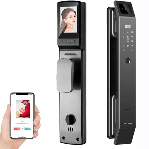Serrure de porte numérique intelligente avec reconnaissance faciale 3D et empreintes digitales, caméra WiFi pour la sécurité de la maison, entrée sans clé pour portes d'entrée