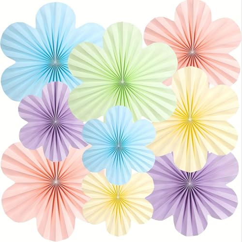 Kaizuca 9 Stück Papierblumen zum Aufhängen, Bunte Deko zum Aufhängen für Geburtstag, Hochzeit, Gartenparty, Baby Shower, Festliche Wanddekoration