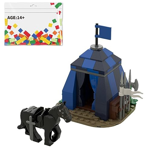 ExPrismarx Mittelalterliche Bausteinset, 143 Teile Mittelalterliches Turnierzelt Klemmbausteine Set, Geschenke Ausstellungsstück für Erwachsene und Jungen, MOC-86186