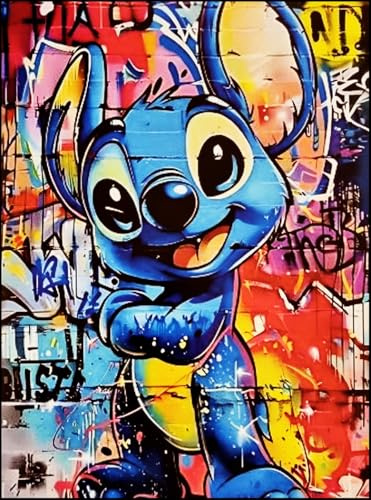 Disney Bild für Wand oder Tisch Serie Pop Art Street Art Stitch Kunstdruck auf Holz 30 x 21 cm