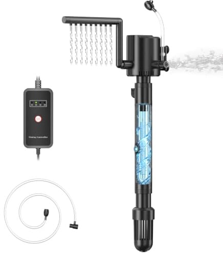 Gardray Aquarium Innenfilter mit UVC-Sterilisator & Timer, 5-in-1 Filterpumpe für 60L Fischtank, 6W Lampe Anti Algen U-V Klärer für Süß- & Meerwasser Fische