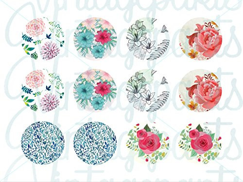 Vintageparts Motivbogen Blumenmeer für runde 25 mm Cabochons DIY Schmuck