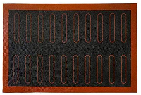 18/20/44 Éclair Pastelería Antiadherente Silicona Tapete Horneado Forro Hoja Macaron Galleta Pastel Pan Molde para Accesorios Confitería Herramientas, Fuente de Horno Tapete, Hogaza - Negro, 20 Eclair