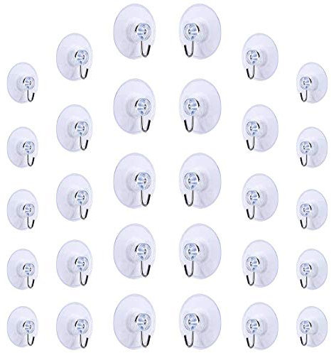 FOGAWA 30pcs Suction Hooks Suction Cup Hooks Window Sucker Hooks 45mm 30mm 20mm Clear Plastic Sucker Pads for Glass Camper Van Lights Christmas Decorations Bathroom Kitchen