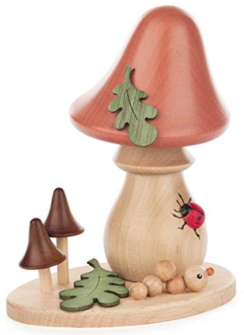 Drechslerei Kuhnert - Rauchfigur, Räucherfigur - Rauchpilz - ca. 14 cm - Made in Germany (Sandhäubling)
