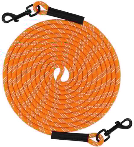 Taglory Training Lead for Dogs 15 m, Reflective Long Rope Tie Out, for Small Medium Large Dogs, Orange