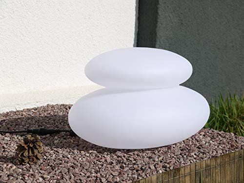 Dapo LED-Solar-Außen-Garten-Leuchte DUO 34,5x39x31cm,16 LEDs warmweiß, IP44, Steinoptik, Boden-Dekorations-Stimmungs-Lampe (Einzeln)