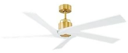 Monte Carlo 5ASPR56BBS Aspen 56 Indoor/Outdoor Damp Ceiling Fan with Remote Control, 5 Matte White Blades, Burnished Brass