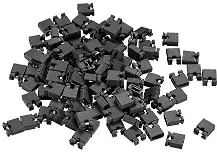 sourcing map 100pcs 2mm Standard Pin Header Jumper Cap Short Circuit Connection Cap Mini Micro Jumper Bridge Plug Black