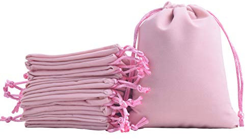 KONMAY 10 sacchetti grandi in velluto con coulisse, 17 x 23 cm, colore rosa, per gioielli, regali, bomboniere