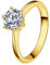 JewelryWe Schmuck Damen-Ring Solitärring Damen Verlobungsring mit Zirkonia Edelstahl Eheringe Ring Hochzeitsringe Gold Valentinstag Lieben Geschenk für Frauen Mädchen Größe 52