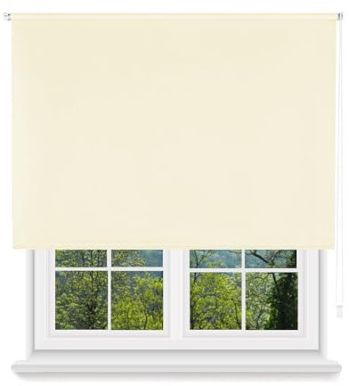 MERCURY TEXTIL- Estor Enrollable Opaco, Blackout, Fácil de Instalar, Protección de Pantalla para Ventanas, Cierra el Paso de la luz (Beige, 150x180cm)