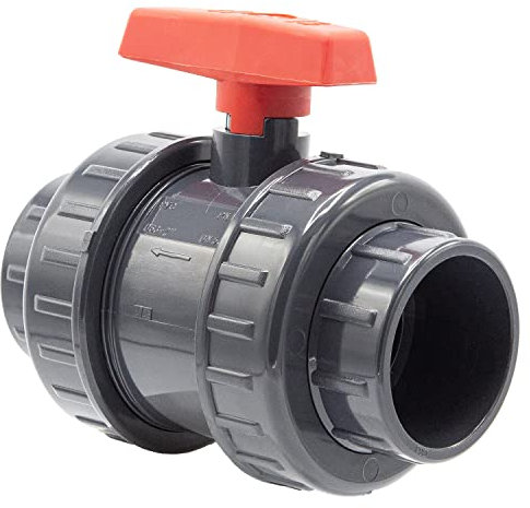 PVC-Kugelhahn I 63mm I 2 Zoll I Typ AK I für Klebemuffen und Fittinge I Absperrhahn 2-Wege I PVC-Rohrverbinder I Kugelschieber für Pool- und Teichbau I bm002