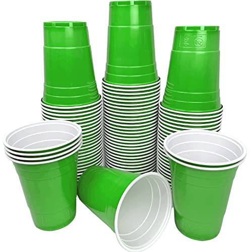 Vitavalley 100x grüne Party Plastikbecher - 100 robuste & wiederverwendbare Partybecher - ideal für Festivals, JGAs oder Gartenpartys