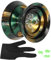 Asixxsix Responsive Yoyo, Professionelles Yoyo aus Metall und Aluminiumlegierung mit Handschuh, 3 Saiten und Octopus-Muster(Schwarzes Gold)