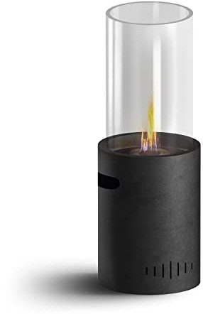 Tito - Chimenea de bioetanol de suelo Calentador con 1 quemador de 0,4 L, de acero inoxidable y vidrio templado. Disponible en blanco o negro.