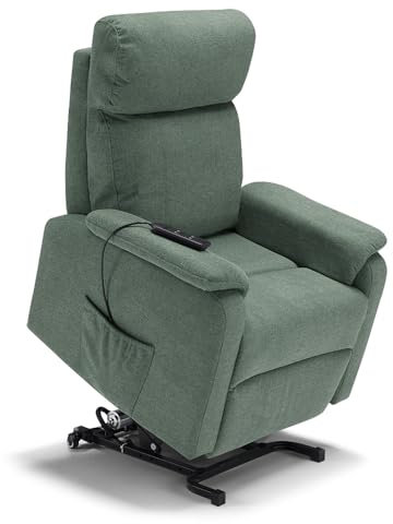 REDÒKASA Poltrona relax elettrica Denver per anziani, 2 motori, 2 ruote posteriori, sistema reclinazione e alzapersona, braccioli e sponde estraibili, pediera estensibile, tessuto idrorepellente