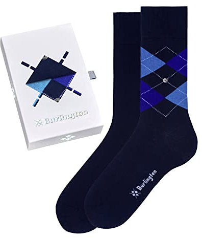 Burlington Herren Socken Basic Mix Gift Box M So Baumwolle gemustert 2 Paar, Blau Navy Blue Mix 0040, 40-46