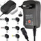 Retoo Adaptateur Secteur Universel, Contient 6 Plugins, 30 W, AC/DC, 3V, 4,5V, 5V, 6V, 7,5V, 9V, 12V, Prise Européenne, Économie D'énergie, 8,5 x 5 x 7 cm, pour Électroniques Ménagers, Noir