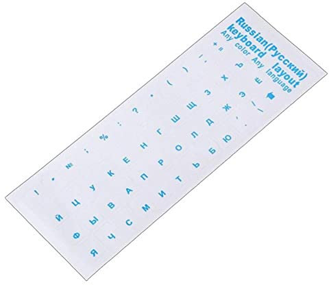 Jkapagzy 2 x Universal-Tastatur-Aufkleber, Layout für Notebook, Tastatur, Schlüssel, russisch, transparenter Hintergrund mit blauem, rot-weißem, schwarzem Schriftzug
