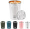 WETOWETO 12oz Reusable Coffee Cup, Coffee Travel Mug with Lid, Spill Proof Thermal Mug, Double-Walled Insulated Cup, Stainless Steel Portable Cup for Hot and Cold Drinks(White)