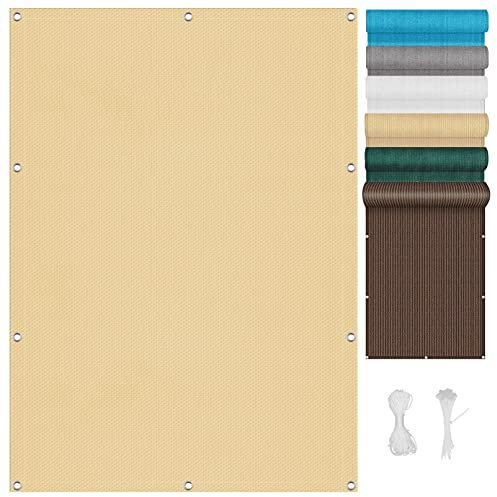 Schattiernetz Rechteckig Atmungsaktive 2.2 x 5 m Schnelltrocknend HDPE-Material Balkonverkleidung Sichtschutz mit Spannseilen für Balkon Terrasse Garten Outdoor, Gelb