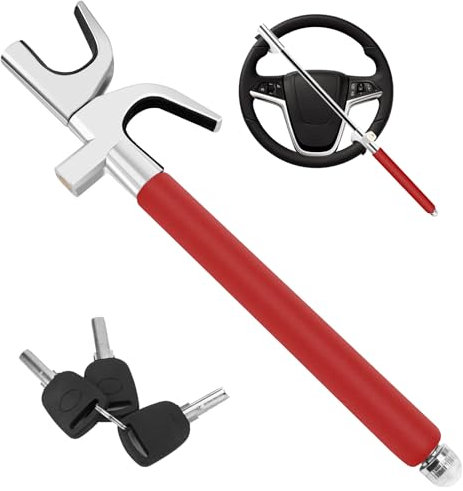 SURDOCA Multifunction Steering Wheel Lock – High Security Anti Theft Steering Wheel Lock with Window Breaker – Universal Car Wheel Lock – Easy Installation Fit for Auto Truck SUV Van