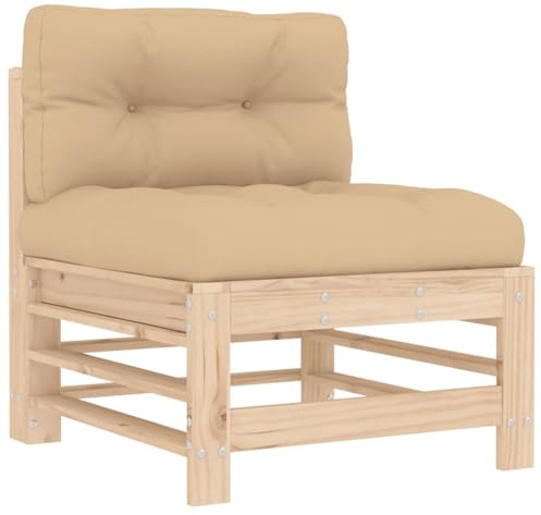 vidaXL Mittelsofa, Gartensofa mit Kissen Latten-Design, Modular Holz Sofa für Garten Terrasse, Gartenmöbel Loungemöbel, Massivholz Kiefer